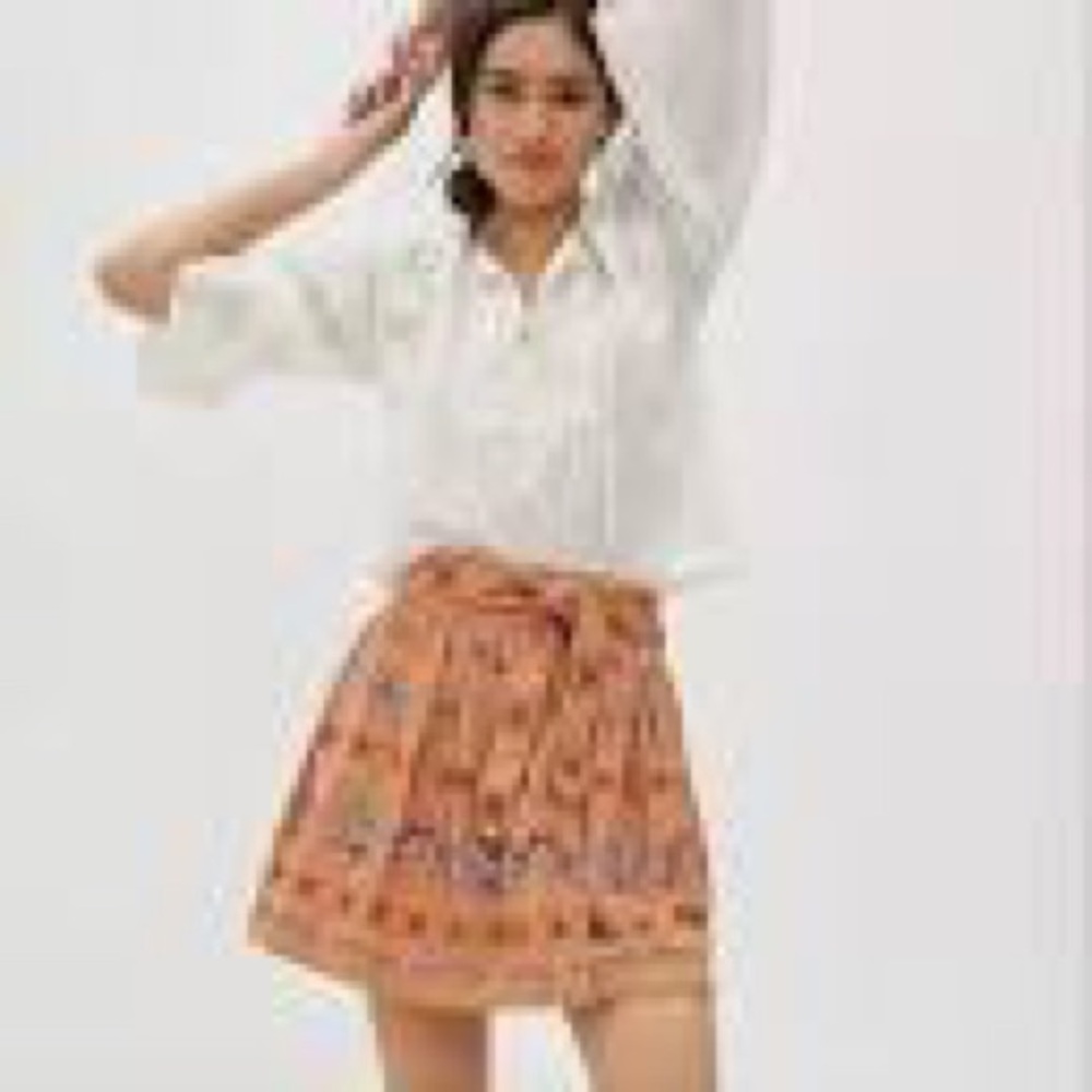 Anthropologie Meghan BOHO Embroidered Skirt 8 NWT